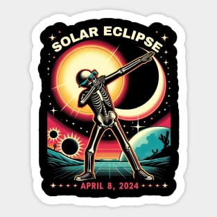 Dabbing Skeleton Total Solar Eclipse 2024 wearing Glasses Sticker